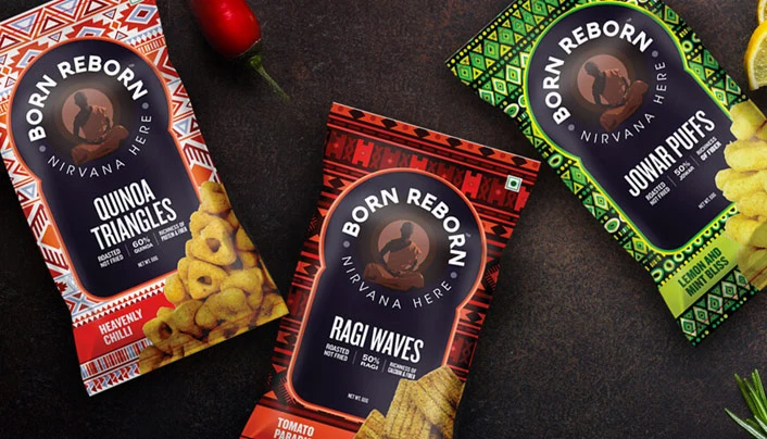 born reborn snacks packaging Design