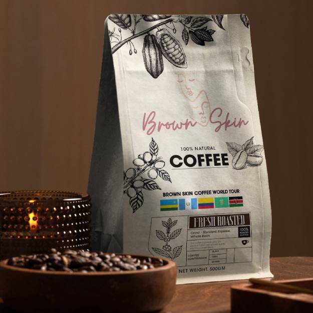 brown skin coffee packaging
