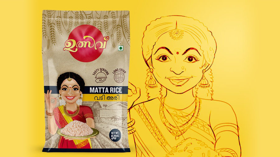 matta rice kerala packaging design