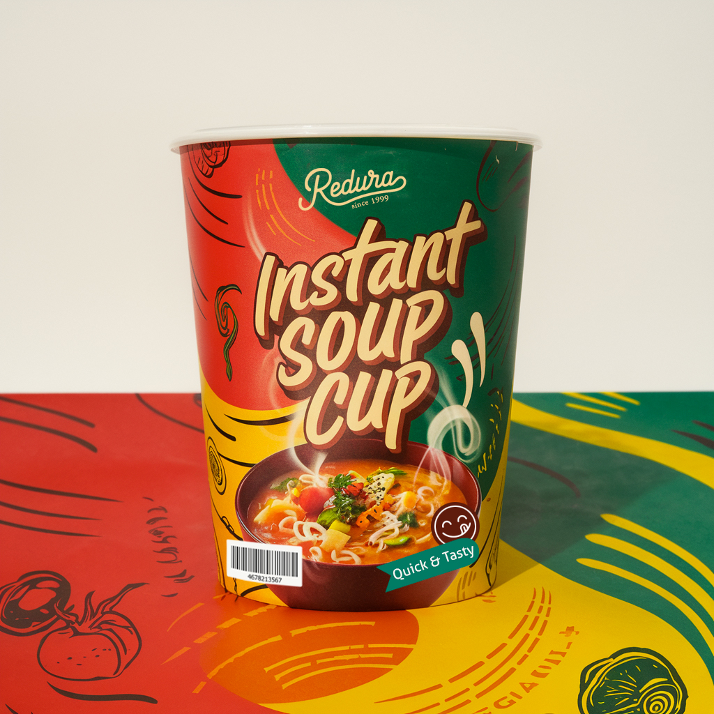 instant soup cup pack design